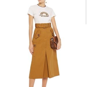 Zimmerman Belted cotton-twill midi skirt sz 1